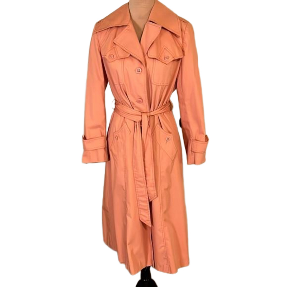 Vintage Mulberry Street pink coral colored trench coat Junior size 11/12